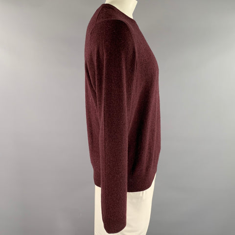 NORDSTROM Size XL Burgundy Knitted Cashmere Crew-Neck Sweater