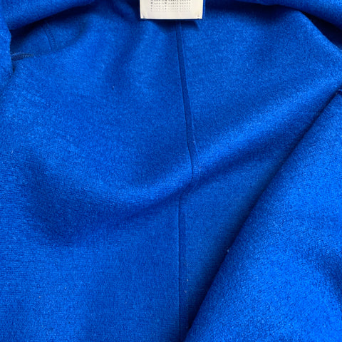 HARRIS WHARF LONDON Size 6 Royal Blue Wool Textured Notch Lapel Snaps Coat