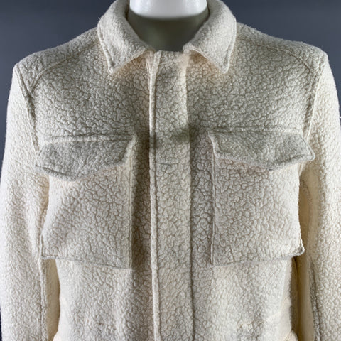 KLEIN EPSTEIN & PARKER Size XL Cream Sherpa Wool Blend Jacket