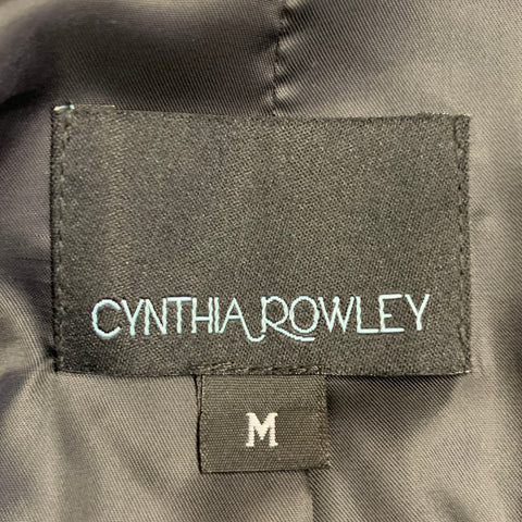 CYNTHIA ROWLEY Size M Black Multi Color Silk Twill Floral Notch Lapel Jacket Blazer