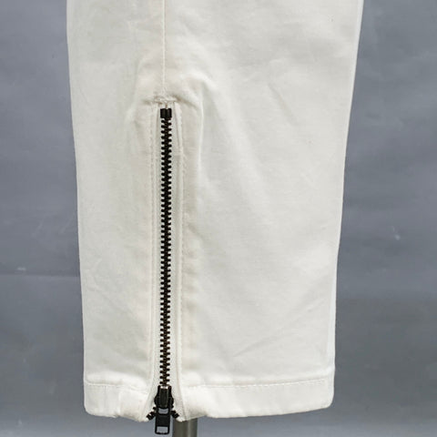 MASAI Size XL White Cotton Blend Elastic Waistband Ankle Zip Casual Pants