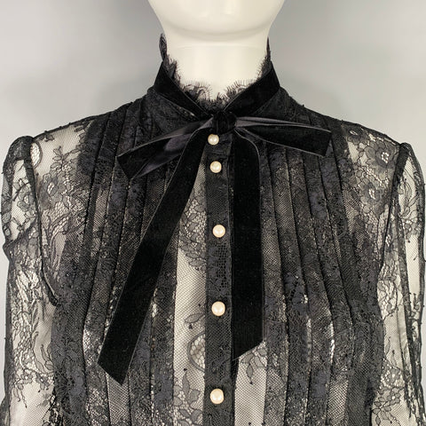 PHILOSOPHY di LORENZO SERAFINI Size 6 Black Lace Bow Dress