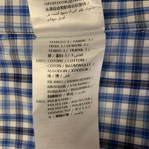 ALEXANDER MCQUEEN Size M Blue Mixed Plaid Cotton Short Sleeve Shirt