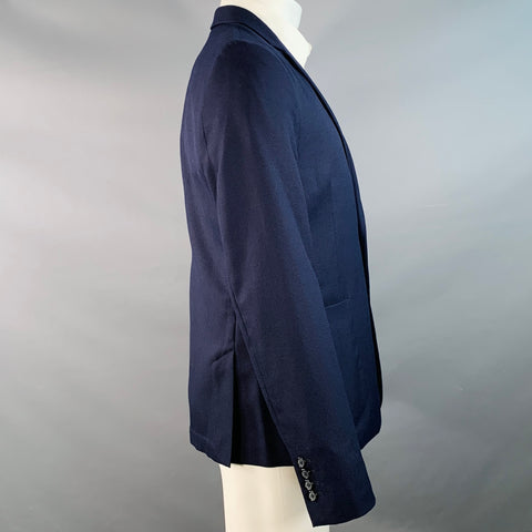 AMI by ALEXANDRE MATTIUSSI Size 40 Navy Woven Wool Notch Lapel Sport Coat