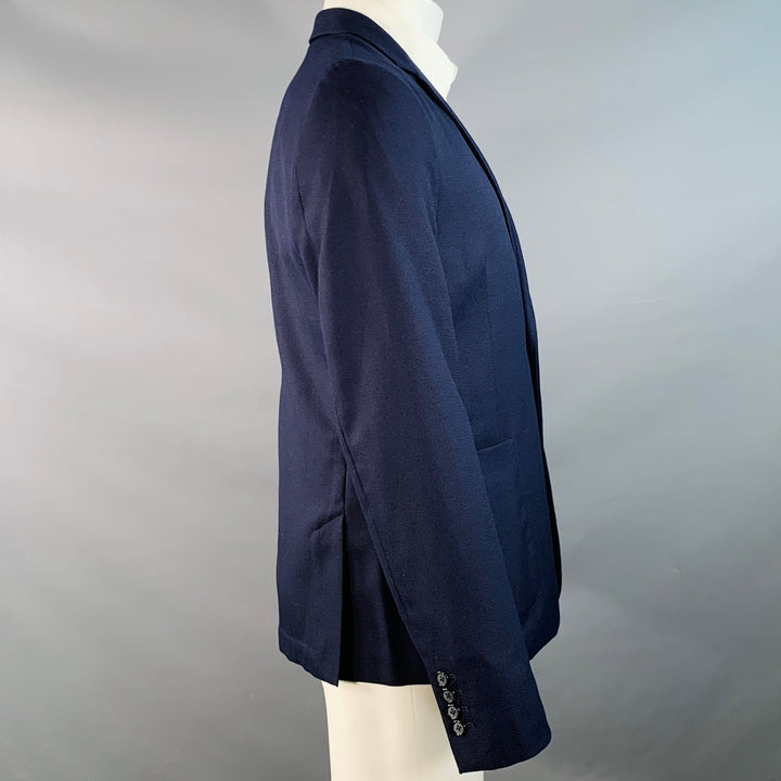 AMI by ALEXANDRE MATTIUSSI Size 40 Navy Woven Wool Notch Lapel Sport Coat