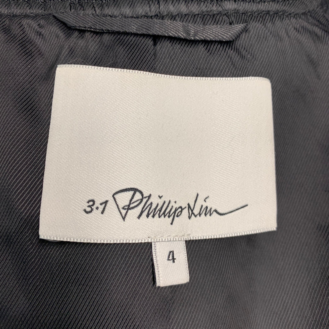 3.1 PHILLIP LIM Chaqueta bomber de chevrón de algodón y poliéster, color negro, azul marino, talla 4