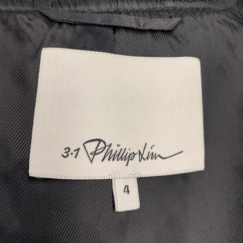 3.1 PHILLIP LIM Taille 4 Veste bombardier à chevrons en coton et polyester noir marine