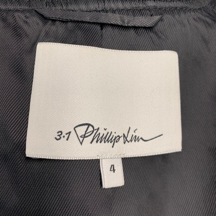 3.1 PHILLIP LIM Chaqueta bomber de chevrón de algodón y poliéster, color negro, azul marino, talla 4