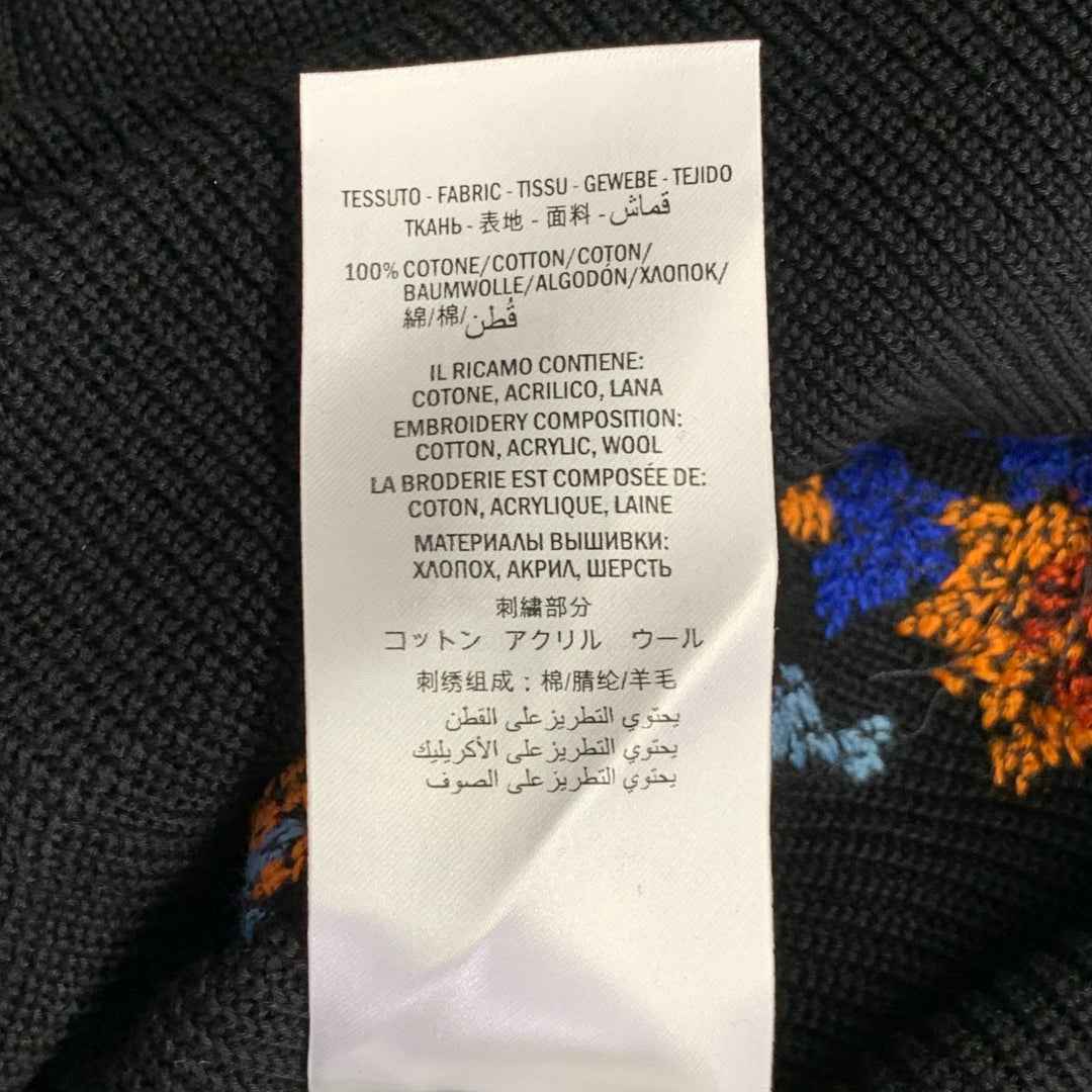 ALEXANDER MCQUEEN 2018 Size L Black Multi Color Embroidery Cotton Crew Neck Sweater
