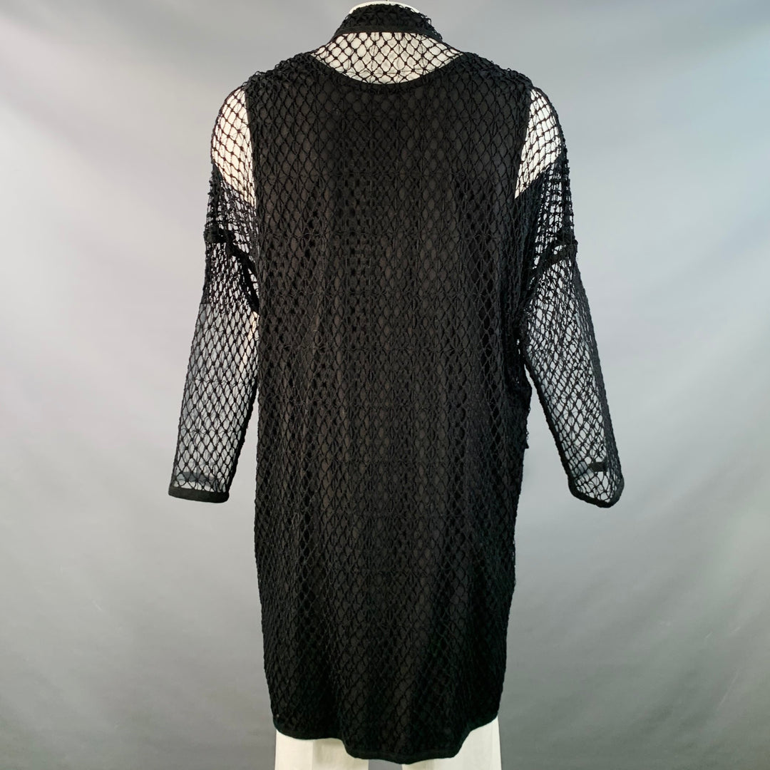 YOHJI YAMAMOTO Size S Black Fishnet Mesh Cotton Coat
