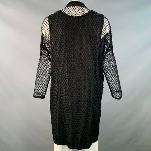YOHJI YAMAMOTO Size S Black Fishnet Mesh Cotton Coat