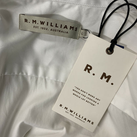 R.M. WILLIAMS Size M White Cotton Button Down Long Sleeve Shirt