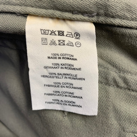 DRIES VAN NOTEN Size 34 Green Distressed Cotton Large Pockets Belted Shorts