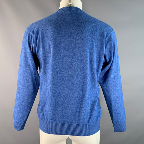 KITON Size M Blue Knitted Cashmere Silk Crew-Neck Pullover