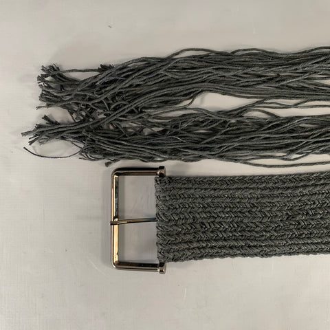 MAISON MARTIN MARGIELA Waist Size 30 Black Woven Fabric Leather Belt