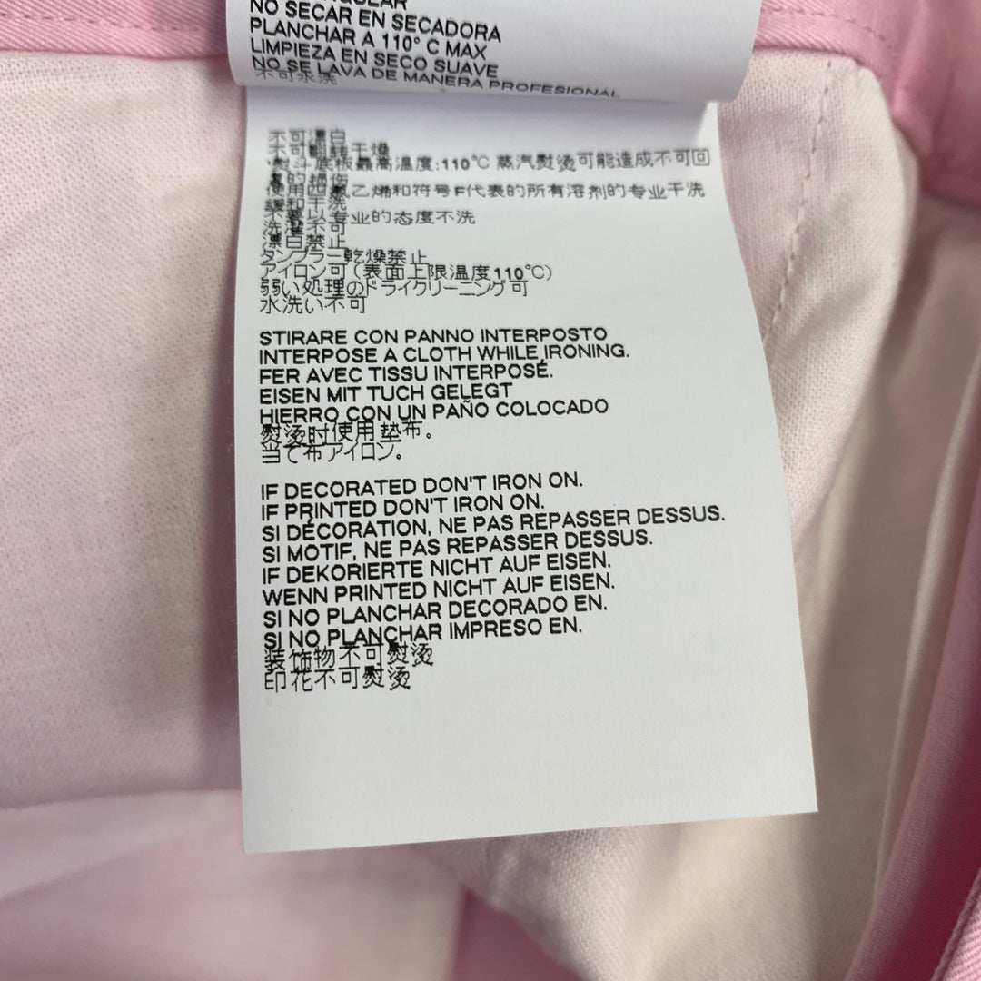 DSQUARED2 Size 34 Pink Twill Cotton Blend Flat Front Tapered Button Fly Dress Pants