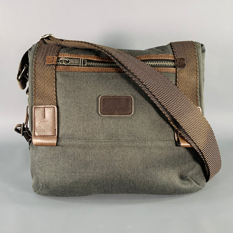 TUMI Grey Brown Canvas Messenger Bag