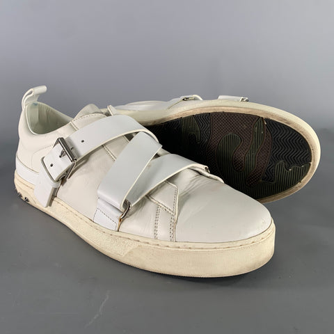 VALENTINO Size 9 White Studded Leather Strap Sneakers