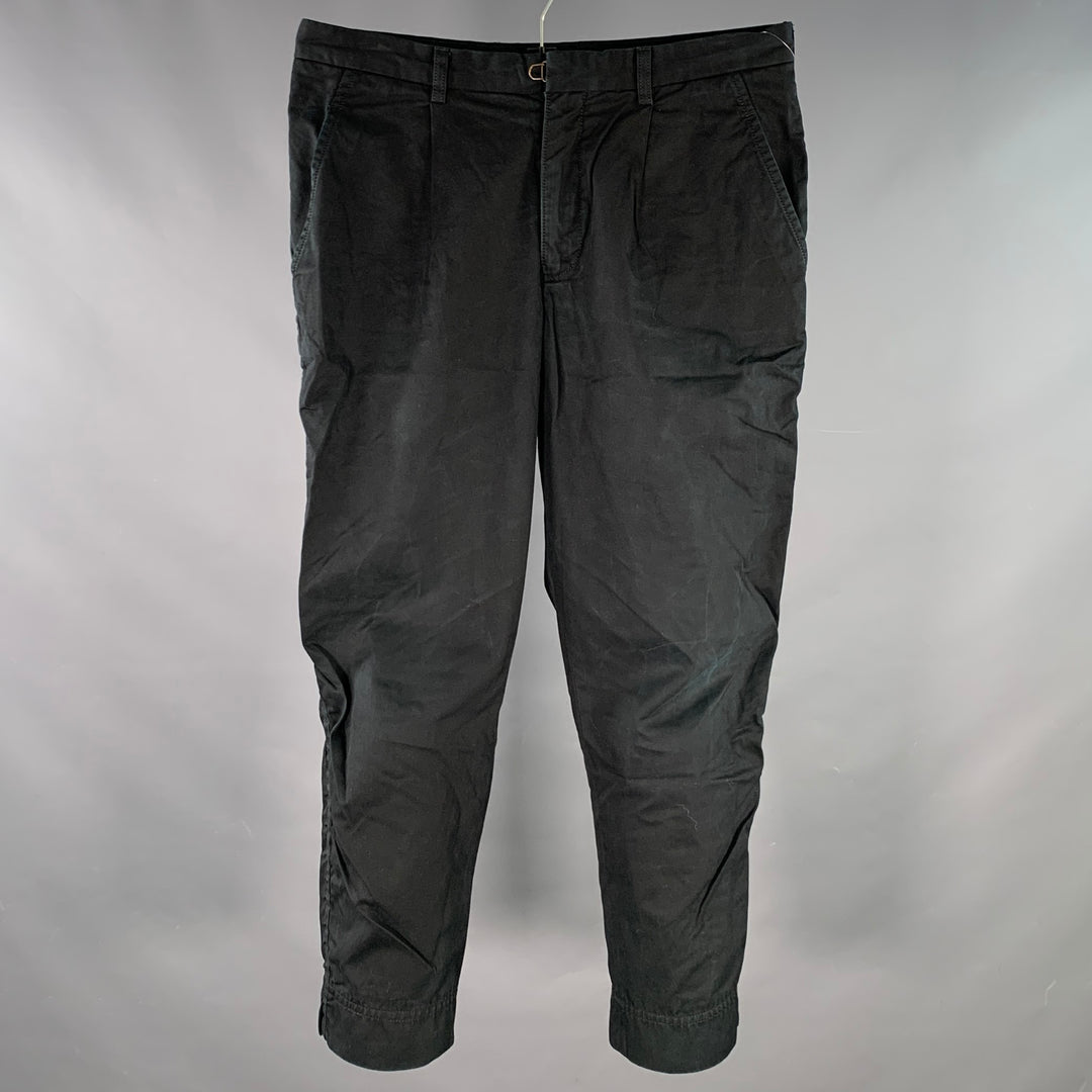 KOLOR Size M Black Cotton Twill Pleated Tapered Casual Pants