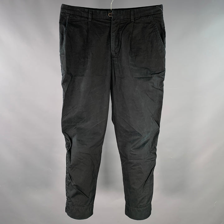 KOLOR Size M Black Cotton Twill Pleated Tapered Casual Pants