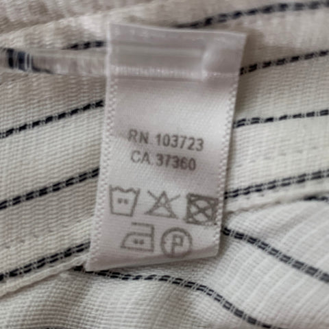ARMANI COLLEZIONI Size L White Black Stripe Cotton Relax Long Sleeve Shirt