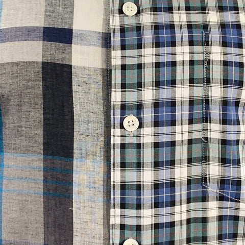 PS by PAUL SMITH Size M Grey Blue Plaid Cotton Blend Casual Fit Long Sleeve Shirt