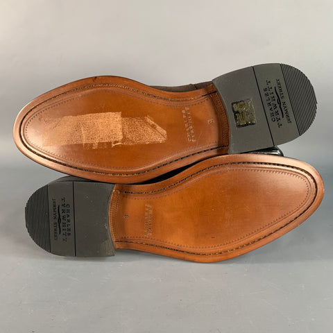 CHARLES TYRWHITT Size 9 Chocolate Brown Suede Tassels Slip On Loafers