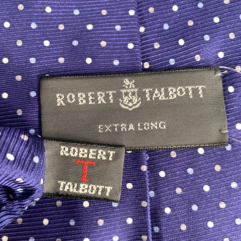 ROBERT TALBOTT Navy light blue/cream Dots Silk Tie