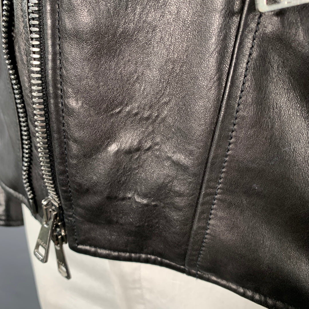 GUCCI Size 44 Black Brown Quilted Leather Motorcycle Jacket