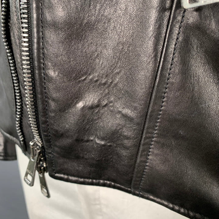 GUCCI Size 44 Black Brown Quilted Leather Motorcycle Jacket