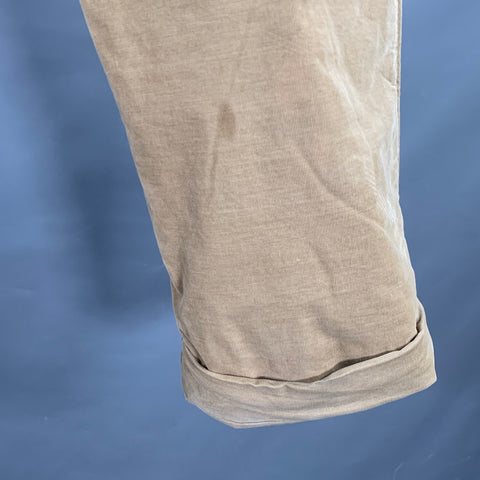 TS (S) Taille XL Beige Côtelé Mélange Coton Fuselé Poignets Boutonné Décontracté Pantalon