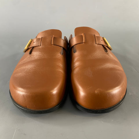 VALENTINO GARAVANI Size 9 Brown Solid Leather Slip On Sandals