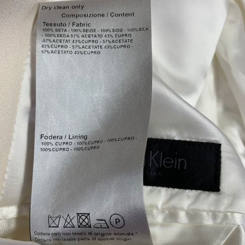 CALVIN KLEIN Size 40 Off White Silk Peak Lapel Sport Coat
