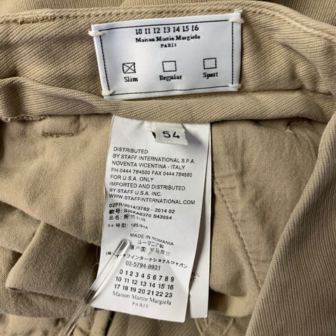 MAISON MARTIN MARGIELA Size 38 Khaki Cotton Blend Button Fly Casual Pants