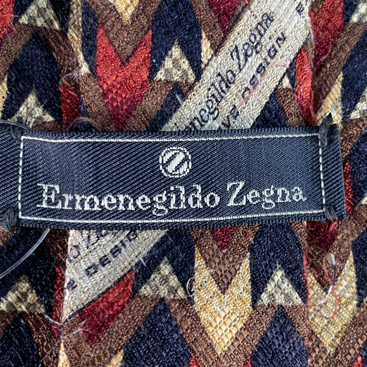 ERMENEGILDO ZEGNA Black Multi Color Abstract Silk Tie