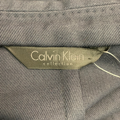 CALVIN KLEIN COLLECTION Size 40 Navy Cotton Blend Coat