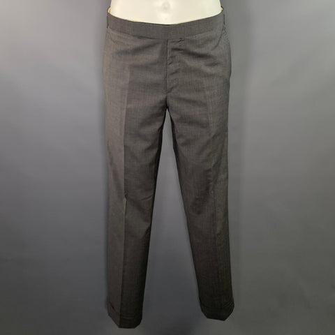 RALPH LAUREN SS2016 Chest Size 38 Grey White Pinstripe Wool Peak Lapel 31 30 Suit