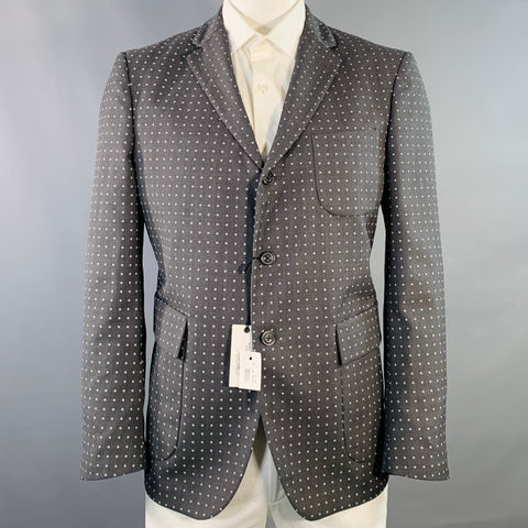 WOOSTER + LARDINI Size 44 Grey Charcoal Dots Wool Notch Lapel Sport Coat
