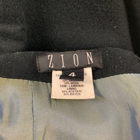 ZION Size 4 Black Cashmere Blend A-Line Skirt