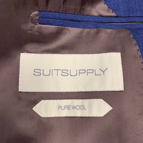 SUIT SUPPLY Size 36 Blue Brown Wool Woven Notch Lapel 3 Piece Suit