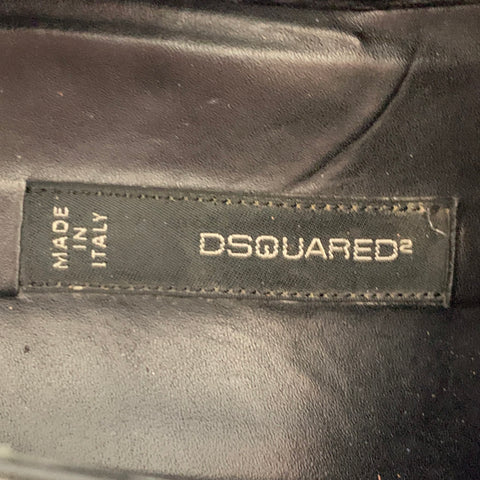 DSQUARED2 Size 11.5 Black Silver Studded Patent Leather Moccasin Lace-Up Shoes