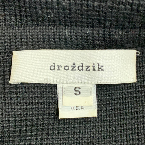 DROZDZIK Size S Black Wool Knit Two Pockets Cardigan