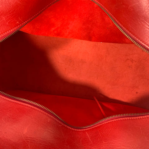 Sac week-end en cuir tanné végétal KIKA NY Small Exit, rouge
