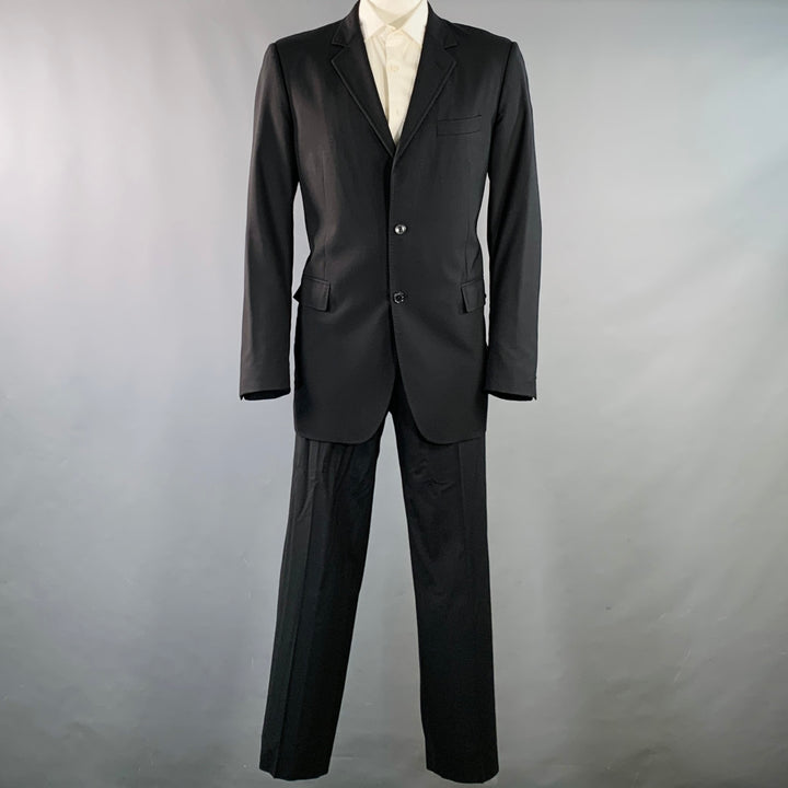 DOLCE & GABBANA Size 46 Black Virgin Wool Blend Notch Lapel Suit