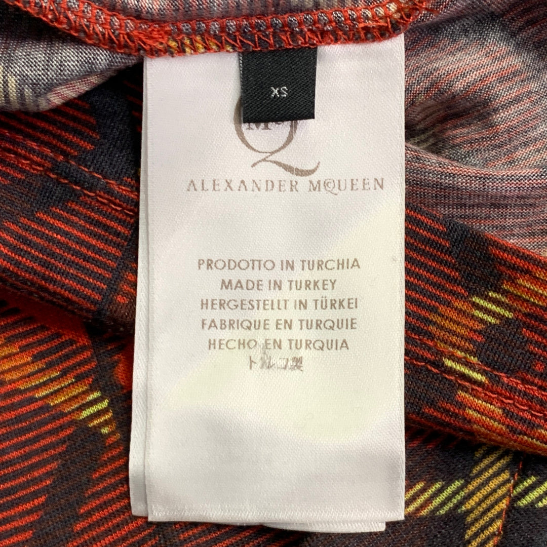 MCQ by ALEXANDER MCQUEEN Size XS Red Black Yellow Plaid Lyocell Crew Neck T-shirt