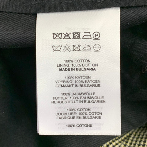 DRIES VAN NOTEN Size 32 Black White Yellow Houndstooth Cotton Slim Tapered Dress Pants