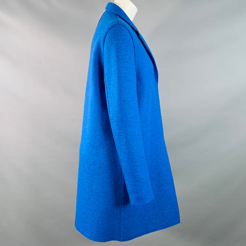 HARRIS WHARF LONDON Size 6 Royal Blue Wool Textured Notch Lapel Snaps Coat
