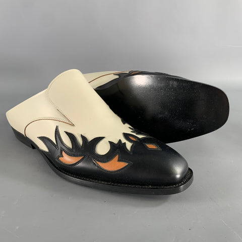 DRIES VAN NOTEN Size 9 Cream Black Western Loafers
