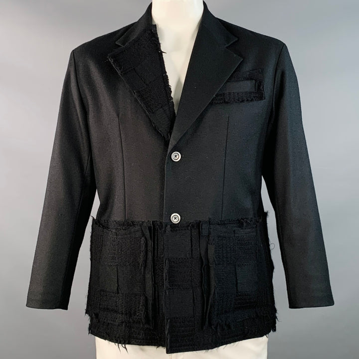 MEAGRATIA Size S Black Applique Wool Single Breasted Jacket