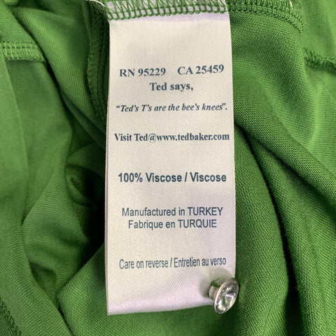 TED BAKER Size 2 Green Grey Viscose Aplique Short Sleeve Casual Top